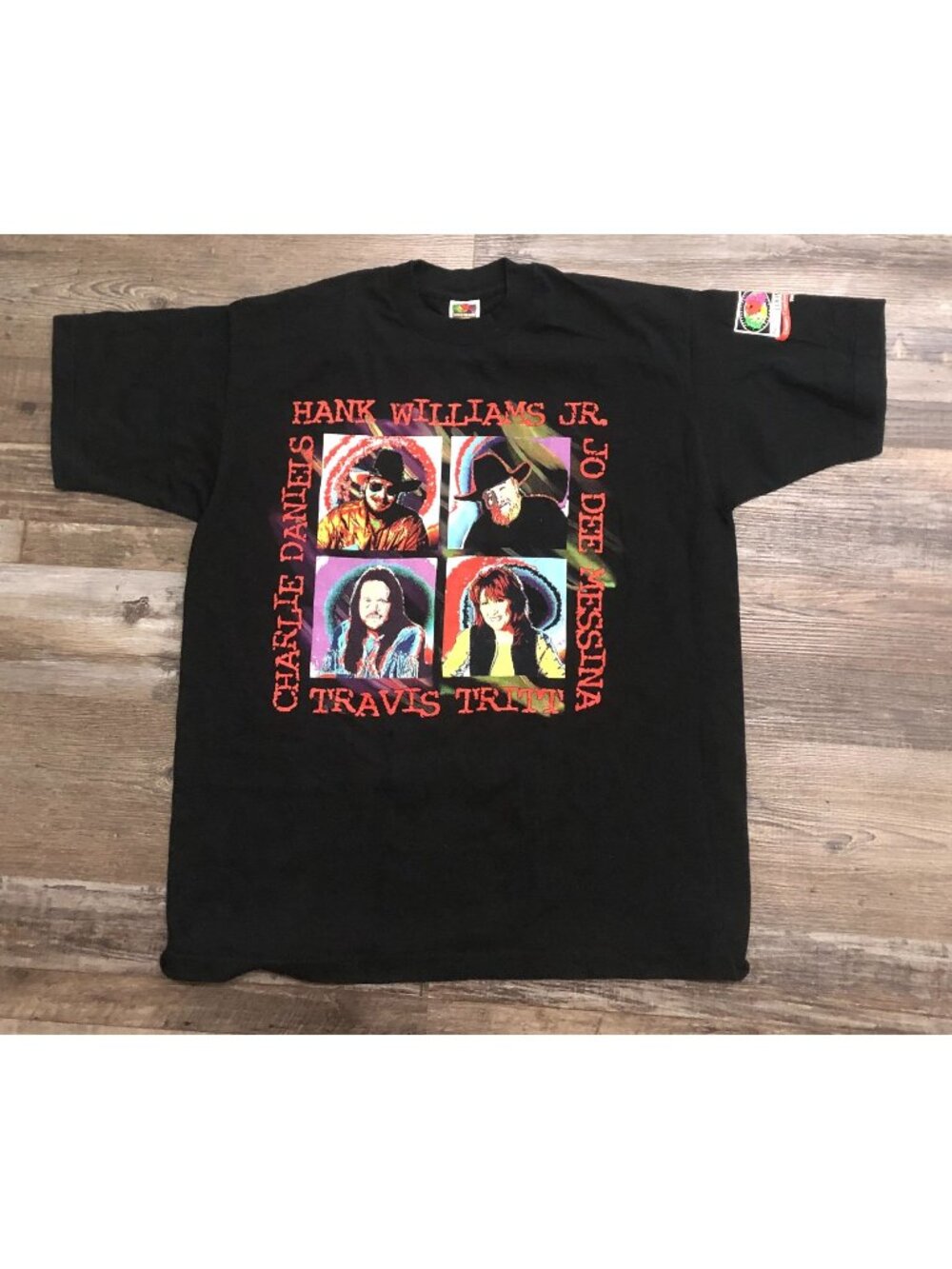 Vtg Charlie Daniel Hank Williams Jr Travis Tritt Messina XL Tour T Shirt Black